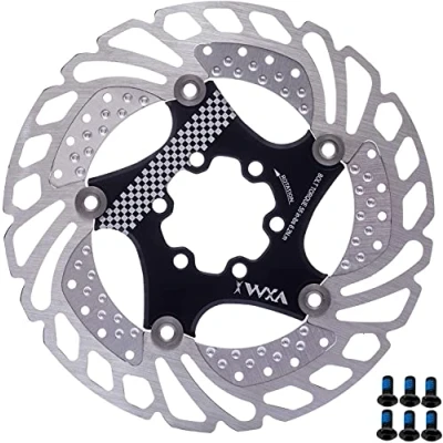 Image of YBEKI Bike Disc Brake Rotor 140mm 160mm 180mm 203mm Heat Dissipation with 6 Bolts for Road Mountain MTB BMX Stainless Steel Bicycle (black, 160mm)