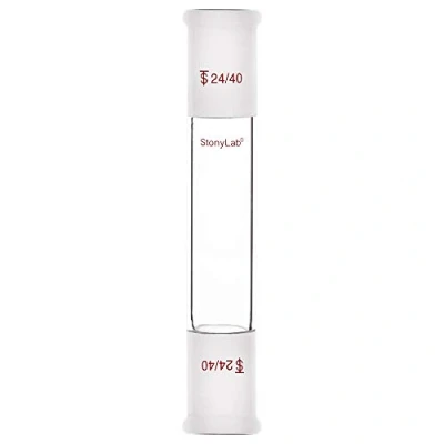 Image of stonylab Glass Straight Connecting Adapter, Borosilicate 90mm Between Two 24/40 Ground Outer Standard Taper Joints for Laboratory Lab Supply