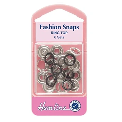 Image of Fashion Snaps Ring Top 6 Sets 11mm: Black