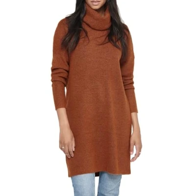 Image of ONLY Onljana L/S Cowlneck Jumper dress, Women&#039;s, Size: Medium, Ginger bread melange