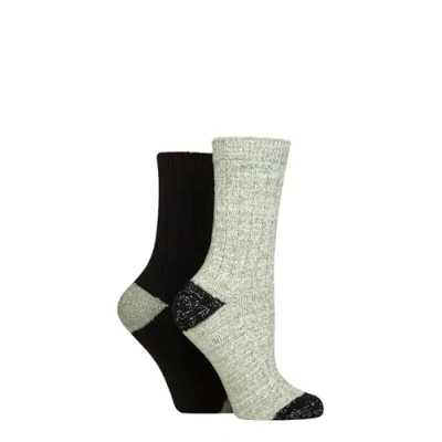 Image of Elle Ladies Velvet Soft and Sparkle Boot Socks Pack of 2 Size 4 8 in Assorted Colours Perfect for Walking Hiking Storm