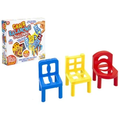 Image of PMS 331044 Balancing Chair Game in Printed Box (48 Pieces) for Bonding &amp; Parties, Idea, Multicolor, ‎25.4 x 25.2 5.2 cm
