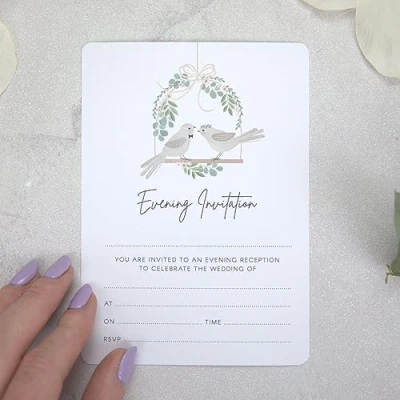 Image of Dotty about Paper Love Birds &amp; Eucalyptus Ready to Write Evening Invitations (16 0021)