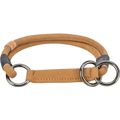 Image of TRIXIE Zug Stopp BE NORDIC Leather Dog Collar L Brown Comfortable for Large Dogs with Pull Limitation Robust &amp; Elegant 17141