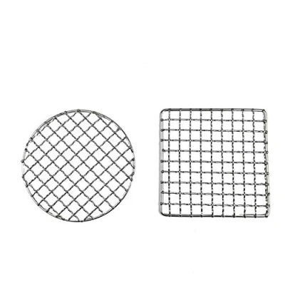 Image of 2Peices Backpacker Bushcraft Grill Grate Stainless Steel BBQ Cooking Mesh Campfire Square Round for Camping, Backpacking, Hunting Fishing