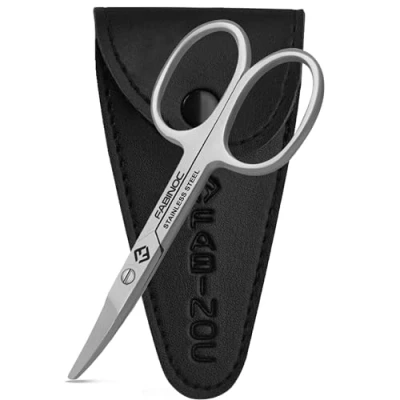 Image of FABINOC Curved Nail Scissors with Rounded Tips German Quality Stainless Steel Safe for Diabetics, Kids, Babies, and Children&#039;s Nails