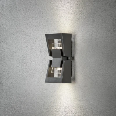 Image of Potenza Outdoor Small Modern Up Down Wall Light, Anthracite GU10, IP54