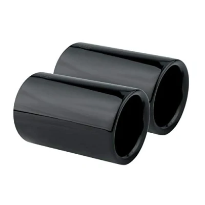 Image of L&amp;P A307 2 Exhaust Trims Black Stainless Steel Mirror Polished for F20 F21 125i 125d 225d F30 F31 325d 330d Trim Plug &amp; Play Tailpipe Tailpipes