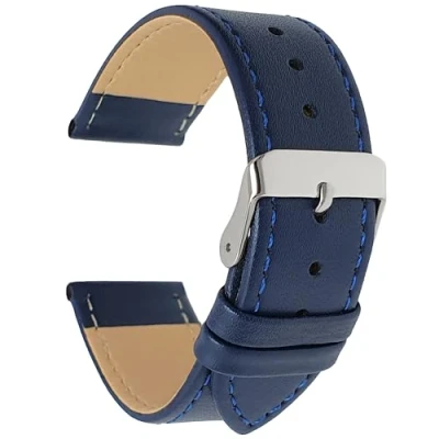 Image of Talk Time Leather Watch Strap Blue 28mm