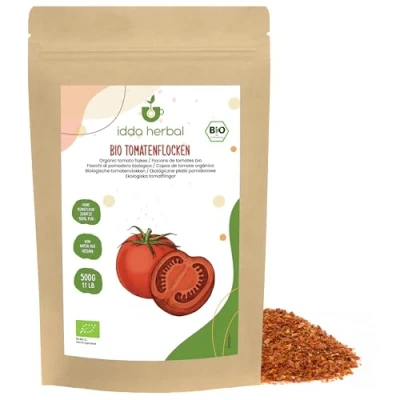 Image of Organic Tomato Flakes 500g 1.1lb, Tomatoes from Controlled Cultivation, Pizza Spice Powder 100% Natural, granules Without additives