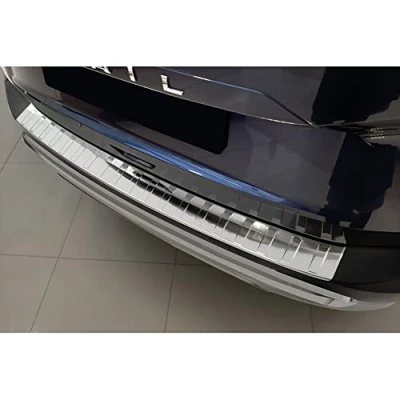 Image of Avisa Stainless Steel Rear bumper protector compatible with Nissan X Trail IV (T33) 2021 &#039;Ribs&#039;, Silver