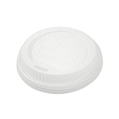Image of Vegware VLID89S CPLA hot cup lid (fits 10 oz. 20 cup), 89 mm (Pack of 1000)