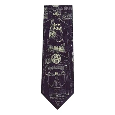 Image of Da Vinci Scientist Teacher Student Polyester Tie sleeved with hook navy