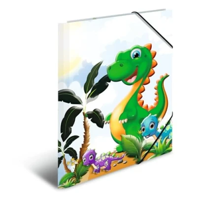 Image of HERMA Elastic Folder Kindergarten with Dinos Motif, A4, Sturdy Cardboard, Inner Print, 1 Span