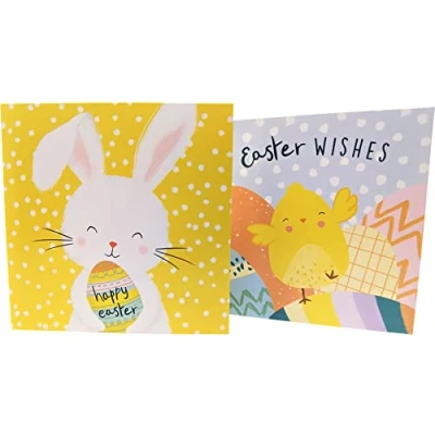 Image of 8x Happy Easter Cards with Envelopes (Bunny &amp; Chick)