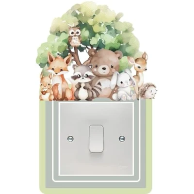 Image of Woodland Animal Light Switch Surround Art Vinyl Wall Stickers Childrens Bedroom