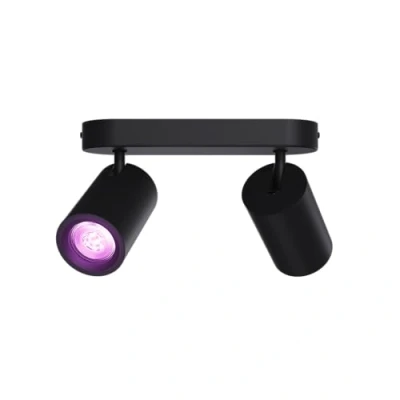Image of CALEX Smart LED Ceiling Light, 2 Light Spot, Rotatable Way Spotlight, GU10 Bulb, App Controlled, Compatible with Amazon Alexa, Oval, Black