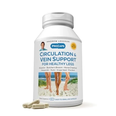 Image of Andrew Lessman Circulation &amp; Vein Support for Healthy Legs 60 Capsules High Bioactivity Diosmin, Butcher&#039;s Broom, Visibly Reduces Swelling Discomfort in Feet, Ankles, Calves,