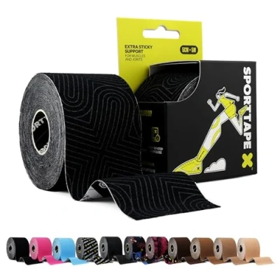 Image of SPORTTAPE Extra Sticky Kinesiology Tape, 5cm x 5m Platinum Hypoallergenic, Waterproof K Tape Physio, Medical Sports for Muscle Injury, Support Uncut Single Roll