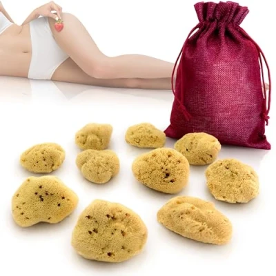 Image of tom&amp;pat Menstrual Sponge, Alternative to Soft Tampon and disc DERMATEST: Very Good, with Travel Change case, Natural Sponge Washable &amp; Reusable (Size S / 10 x 3 5 cm)