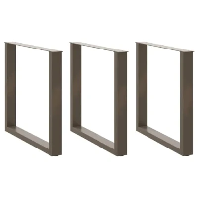 Image of vidaXL Coffee Table Legs U Shaped, Adjustable Levelers/Natural Steel, Durable Steel for Living Room/Dining Room, Modern Style, Easy Assembly
