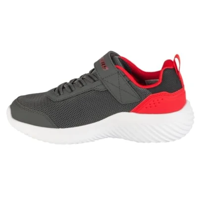 Image of Skechers Boundertech Trainers for kids, Size: 3, Charcoal/red/black Textile/synthetics