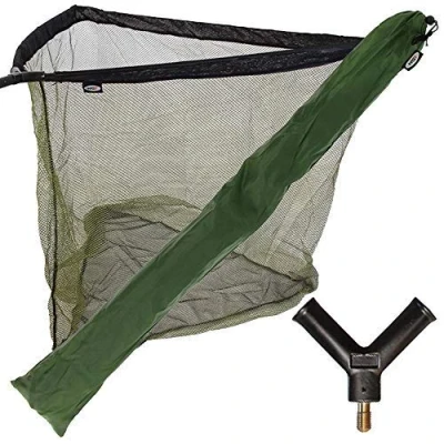 Image of DNA NEW NGT 36&quot; Green Carp Coarse Fishing Landing Net with Strong Metal Spreader Block and Stink Storage Bag