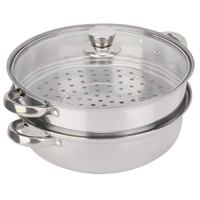 Image of 2 Layer Steamer, Smooth and Round Surface, Food Grade Stainless Steel, Steel Humanized Design of The Handle, for Stock Pot Pan