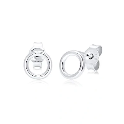 Image of Elli Earrings Ladies Stud Circle Geo Minimal Basic in 925 Sterling Silver