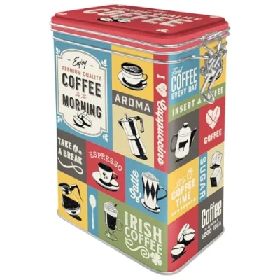Image of Nostalgic Art Collage Gift Idea for Coffee Lovers, Metal, Vintage Design, 1.3 l