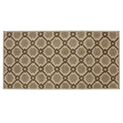 Image of JVL Florance Machine Washable Small Entrance Runner Mat, Polypropylene/Latex, Brown, 110 x 57 1.2 cm