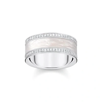 Image of Thomas Sabo Women Silver Band Ring with Cold Enamel and Stones 925 Sterling Silver, TR2446 041 14