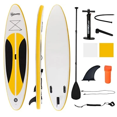 Image of Outsunny 10Ft Inflatable Paddle Stand Up Board, Adjustable Paddle, Non Slip Deck Board