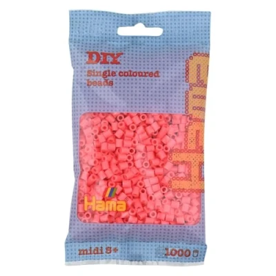 Image of Hama Beads Bag Approx. 1000 Midi Fuse Mosaic Decoration Arts &amp; Craft for Creative Children Ages 5+ Pastel red