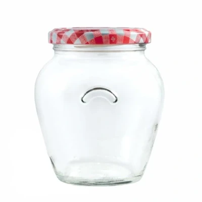 Image of Pack of 12 212ml Orcio Jam Jars with a Choice Coloured lids (Red Gingham)
