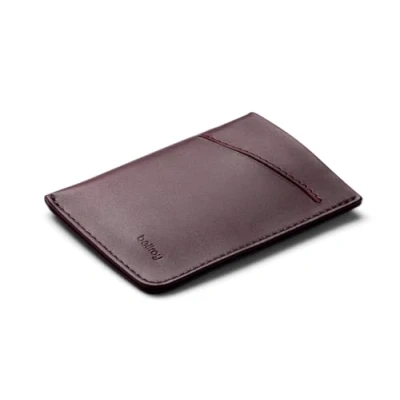 Image of Bellroy Card Sleeve (Premium Leather Holder or Minimalist Wallet, Holds 2 8 Cards Business Cards, Folded Note Storage) DeepPlum