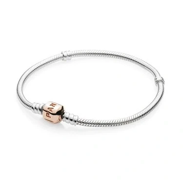 Image of Pandora Rose Gold Clasp Silver bracelet 17cm