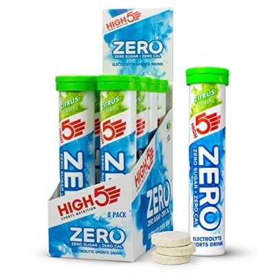 Image of HIGH5 ZERO Electrolyte Tablets Hydration Enhanced with Vitamin C 0 Calories &amp; Sugar Free Boost Hydration, Performance Wellness Citrus, 160 (20x, Pack of 8)