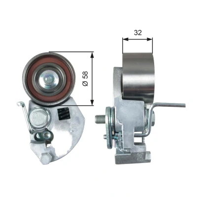 Image of 2441027000, 2441027250 Tensioner Pulley, timing belt GATES FleetRunner Micro V Stretch Fit T43133 HYUNDAI: Getz, Santa Fe I