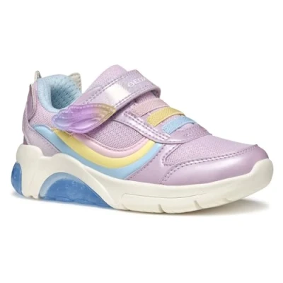 Image of Geox Light UP J Fadinlight GIRL Trainers for kids, Size: 8.5K, Lilac/multicolor Imitation leather/ textile