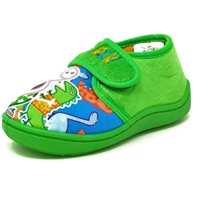 Image of WILLIAM LAMB Boys George Pig/Peppa Pig Dinosaur Slippers (UK child 9), Green