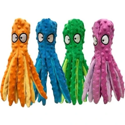 Image of Hem and Co Plush Crinkle Leg Squeaky Octopus Dog Toy DT5145 32cm