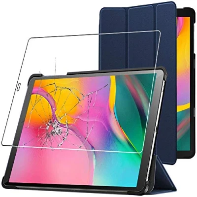 Image of ebestStar for Samsung Galaxy Tab A 10.1 2019 Case T510 T515, Smart Cover Magnetic Flip Protection, PU Leather, Dark Blue + Glass Screen Protector