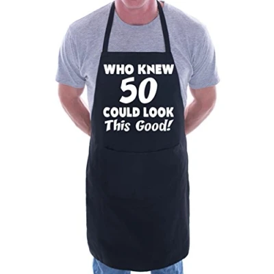 Image of Print4U 50th Birthday Who Knew 50 BBQ Cooking Funny Novelty Apron Black