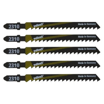 Image of wolfcraft 5 HCS Jigsaw Blades, T shank, wood, fast rough cut I 2360000