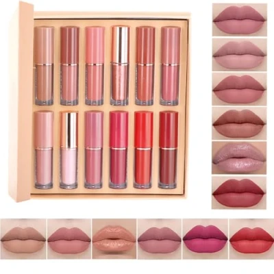 Image of Azonelife 12 Colors Nude Liquid Lipstick Makeup Set, Including 10 Matte and 2 Glitter Lipstick, Long Lasting Non Stick Cup Not Fade Waterproof Lip Gloss Make up Gift Set for Women Girl