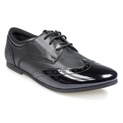 Image of Pod Tracy Girls School Shoes Leather Lace Up Black