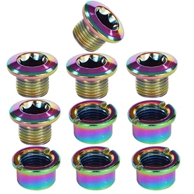 Image of Albedel Single Chainring Bolts Screws Disc Crankset Nuts Chainwheel Fit Colorful for Road Bike Mountain MTB 5 pcs