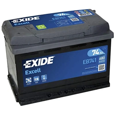 Image of Battery Exide EB741. 74 Ah positive left.