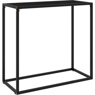 Image of vidaXL Console Table Black 80x35x75 cm Tempered Glass